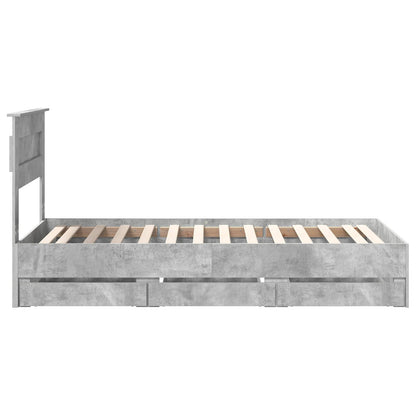 vidaXL Bed Frame with Drawer Concrete Grey 90 x 200 cm Engineer Wood