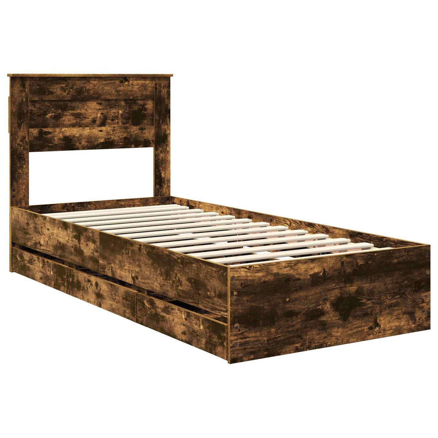 vidaXL Bed Frame with Drawer Smoked Oak 90 x 200 cm Engineer Wood