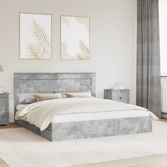vidaXL Storage Bed Concrete Grey 200 x 200 cm Engineered Wood