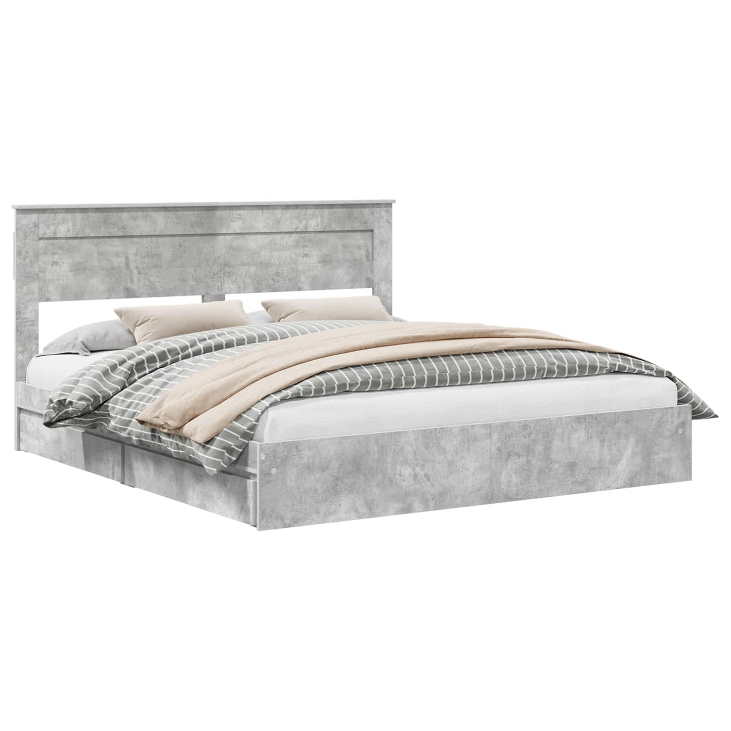 vidaXL Storage Bed Concrete Grey 200 x 200 cm Engineered Wood