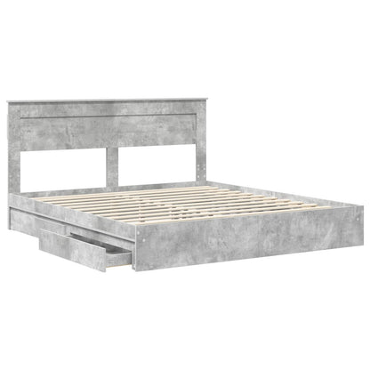 vidaXL Storage Bed Concrete Grey 200 x 200 cm Engineered Wood