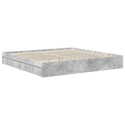 vidaXL Storage Bed Concrete Grey 200 x 200 cm Engineered Wood