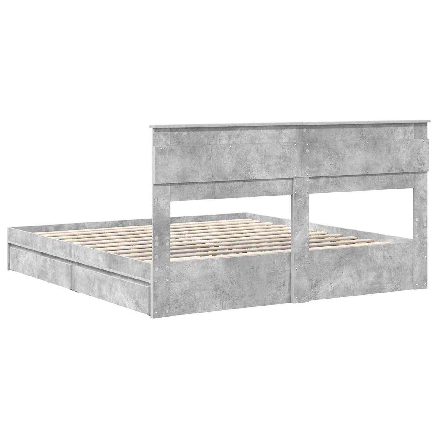 vidaXL Storage Bed Concrete Grey 200 x 200 cm Engineered Wood