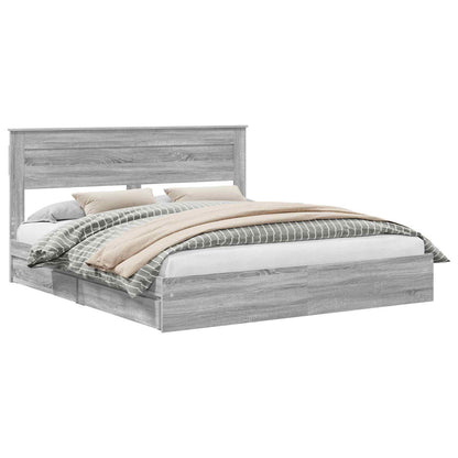 vidaXL Storage Bed Grey Sonoma 200 x 200 cm Engineered Wood