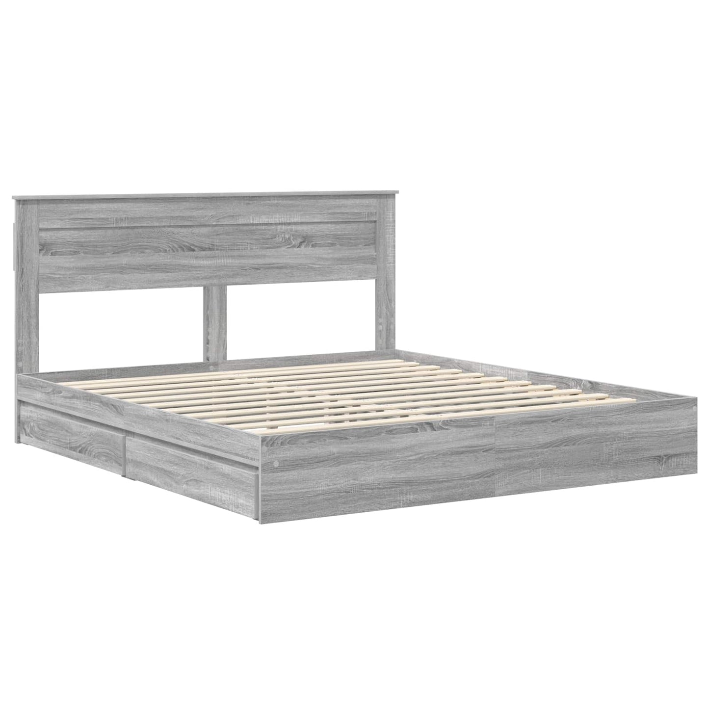 vidaXL Storage Bed Grey Sonoma 200 x 200 cm Engineered Wood