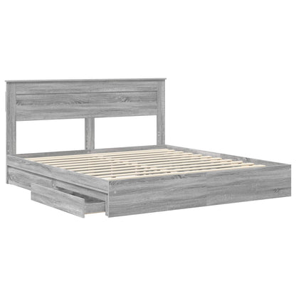 vidaXL Storage Bed Grey Sonoma 200 x 200 cm Engineered Wood
