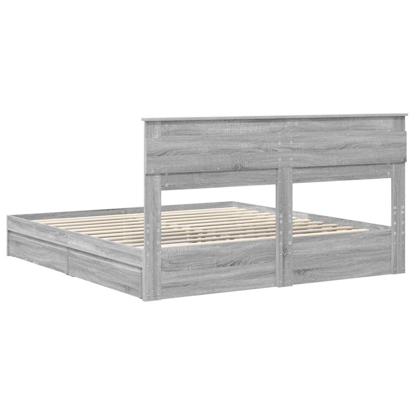 vidaXL Storage Bed Grey Sonoma 200 x 200 cm Engineered Wood
