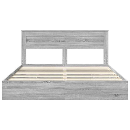 vidaXL Storage Bed Grey Sonoma 200 x 200 cm Engineered Wood