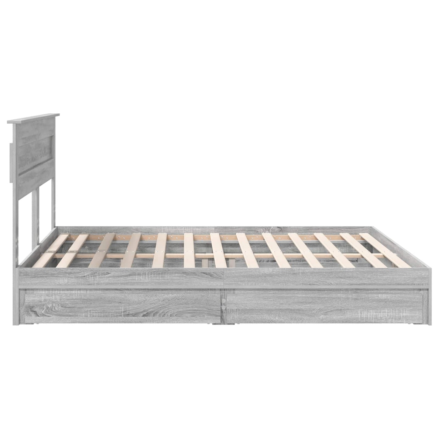 vidaXL Storage Bed Grey Sonoma 200 x 200 cm Engineered Wood