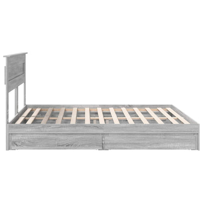 vidaXL Storage Bed Grey Sonoma 200 x 200 cm Engineered Wood
