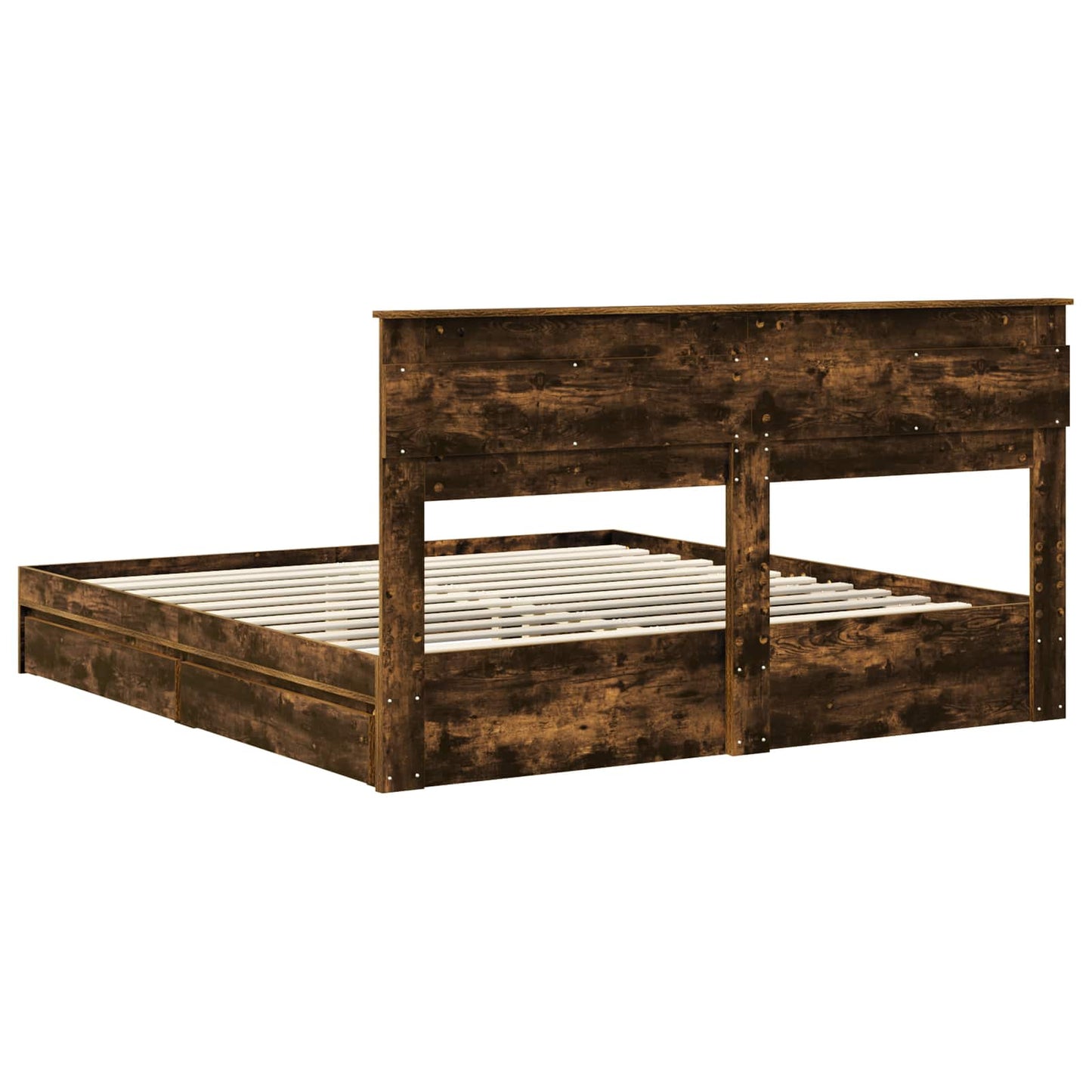 vidaXL Storage Bed with Drawer Smoked Oak 180 x 200 cm Engineered Wood