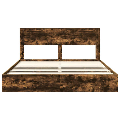 vidaXL Storage Bed with Drawer Smoked Oak 180 x 200 cm Engineered Wood