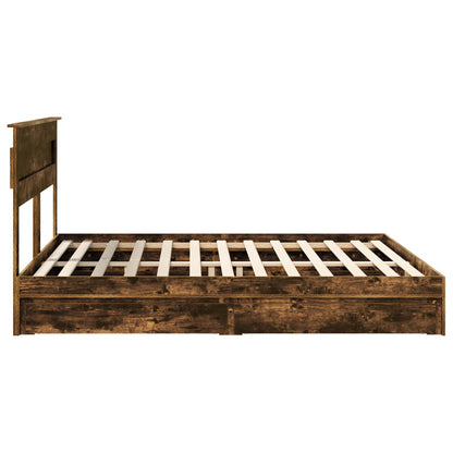 vidaXL Storage Bed with Drawer Smoked Oak 180 x 200 cm Engineered Wood
