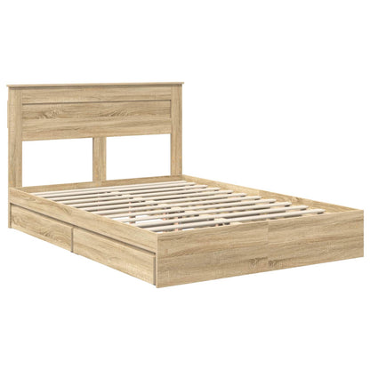 vidaXL Storage Bed with Drawer Sonoma Oak 160 x 200 cm Engineered Wood