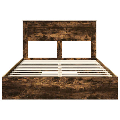 vidaXL Storage Bed with Drawer Smoked Oak 160 x 200 cm Engineered Wood