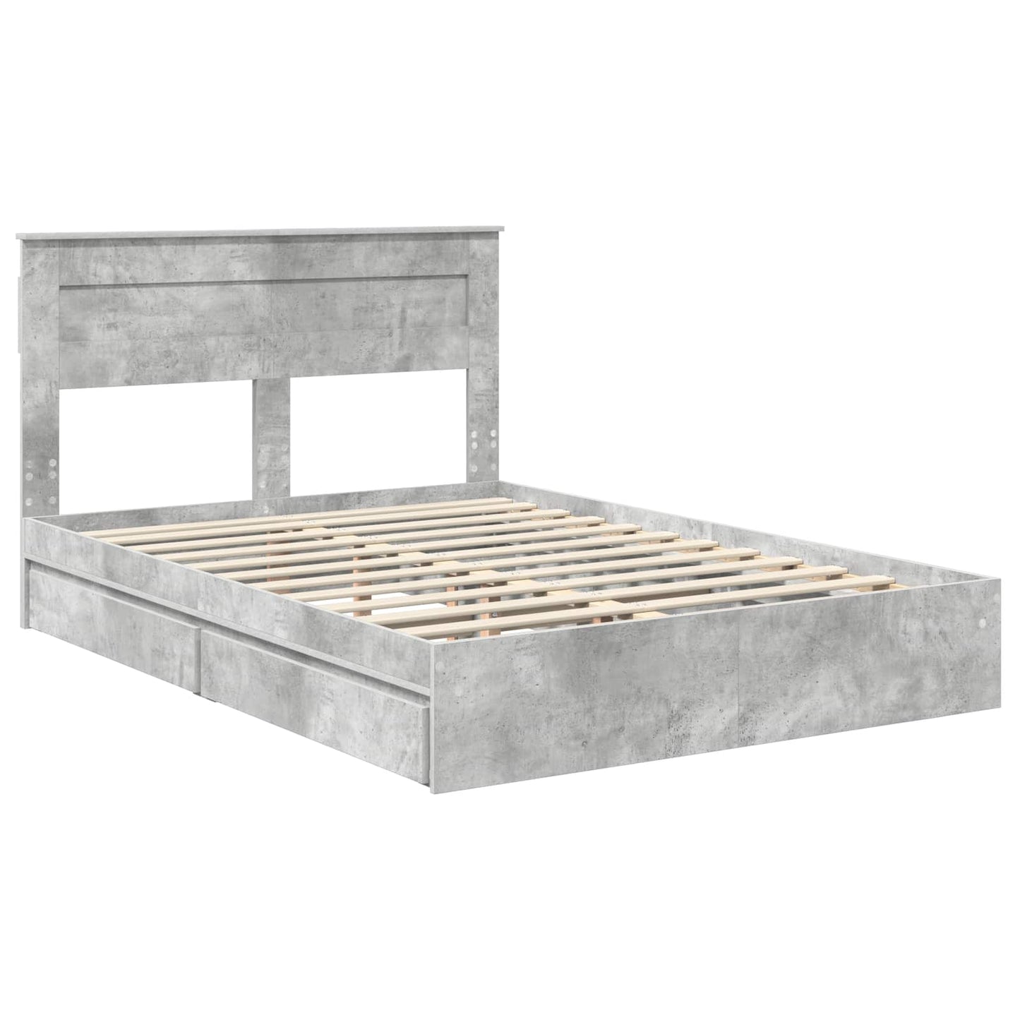 vidaXL Storage Bed Concrete Grey 150 x 200 cm Engineered Wood