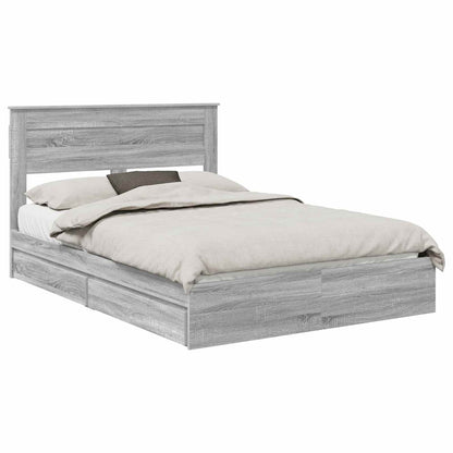 vidaXL Storage Bed Grey Sonoma 150 x 200 cm Engineered Wood