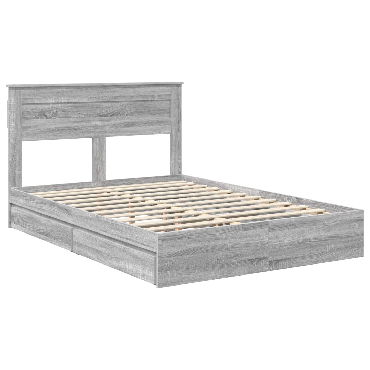 vidaXL Storage Bed Grey Sonoma 150 x 200 cm Engineered Wood