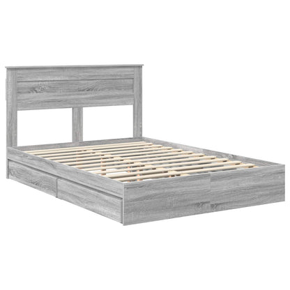 vidaXL Storage Bed Grey Sonoma 150 x 200 cm Engineered Wood