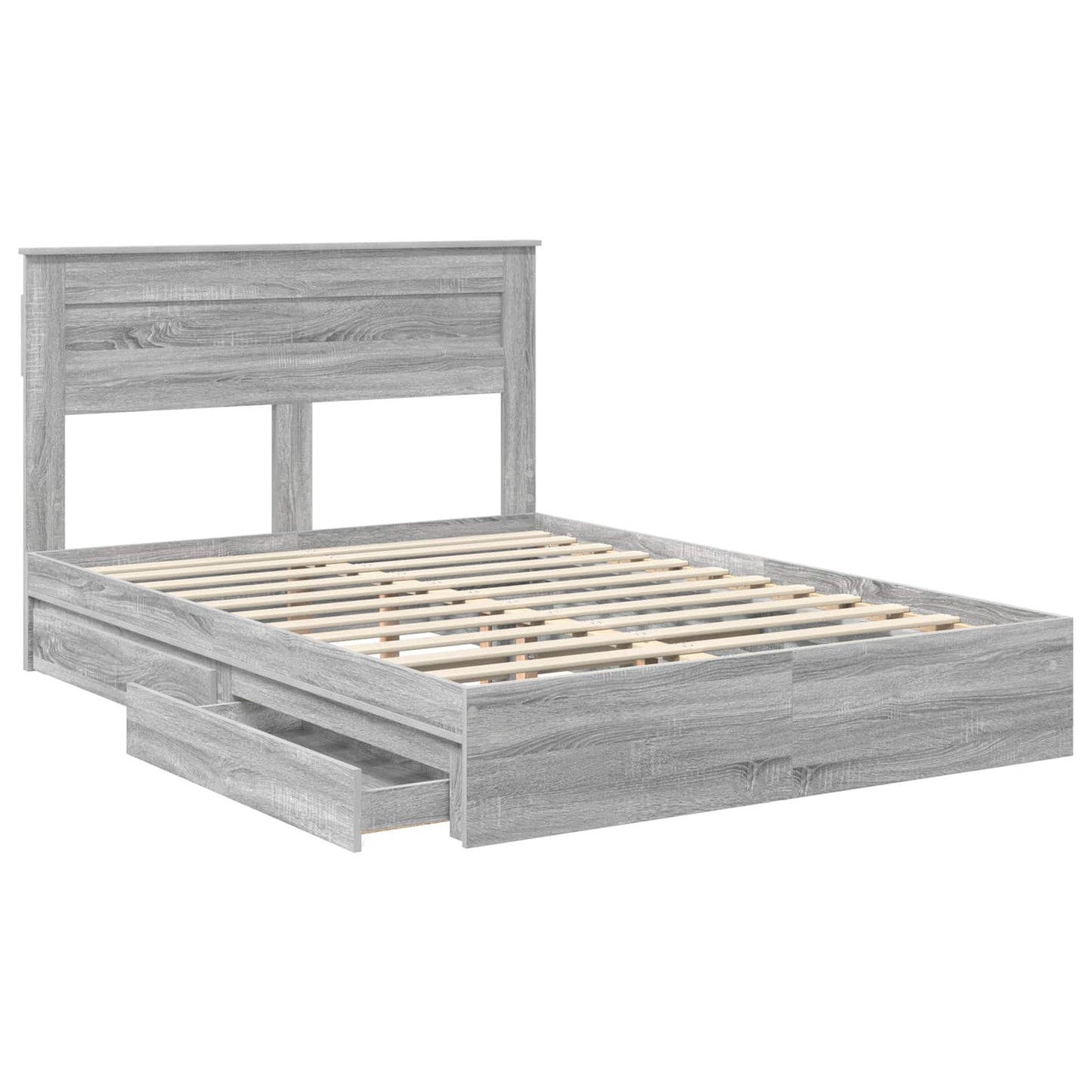 vidaXL Storage Bed Grey Sonoma 150 x 200 cm Engineered Wood