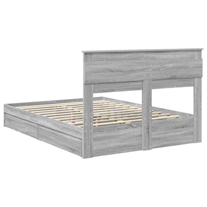 vidaXL Storage Bed Grey Sonoma 150 x 200 cm Engineered Wood