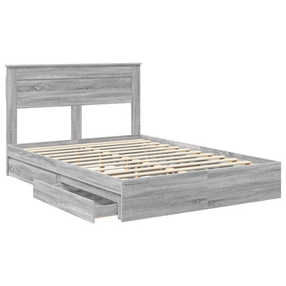 vidaXL Storage Bed Grey Sonoma 140 x 200 cm Engineered Wood