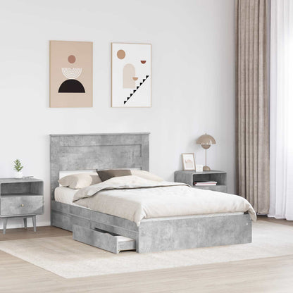 vidaXL Storage Bed Concrete Grey 135 x 190 cm Engineered Wood
