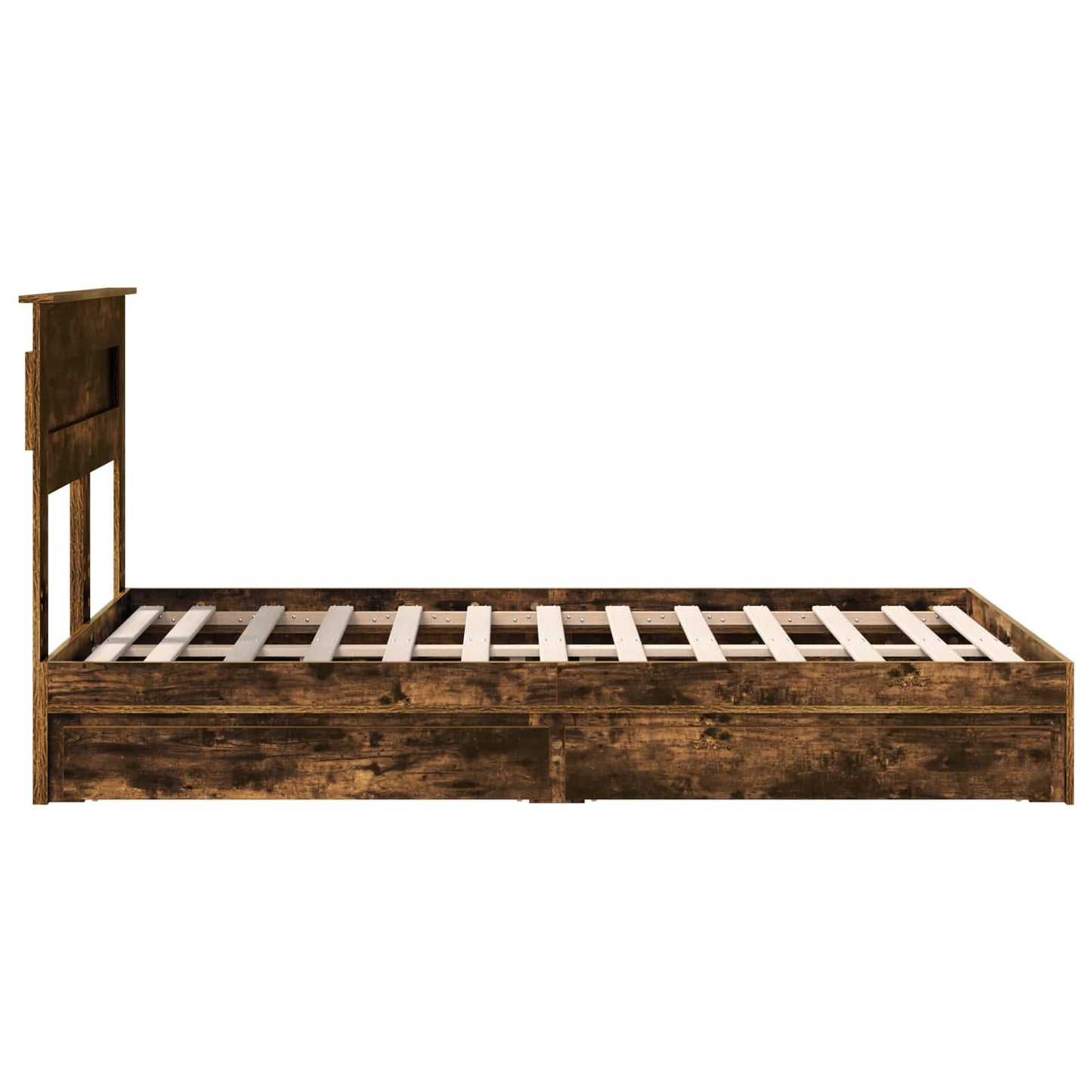 vidaXL Storage Bed with Drawer Smoked Oak 120 x 200 cm Engineered Wood