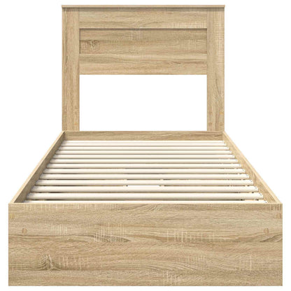vidaXL Storage Bed with Drawer Sonoma Oak 100 x 200 cm Engineered Wood
