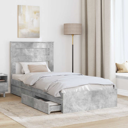 vidaXL Storage Bed Concrete Grey 100 x 200 cm Engineered Wood