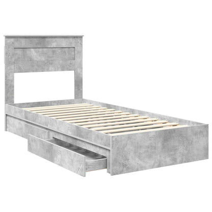 vidaXL Storage Bed Concrete Grey 100 x 200 cm Engineered Wood