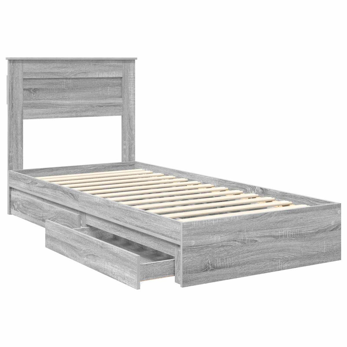 vidaXL Storage Bed Grey Sonoma 100 x 200 cm Engineered Wood