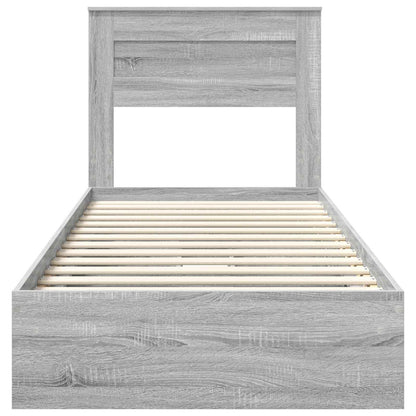 vidaXL Storage Bed with Drawer Grey Sonoma 90 x 190 cm Engineered Wood