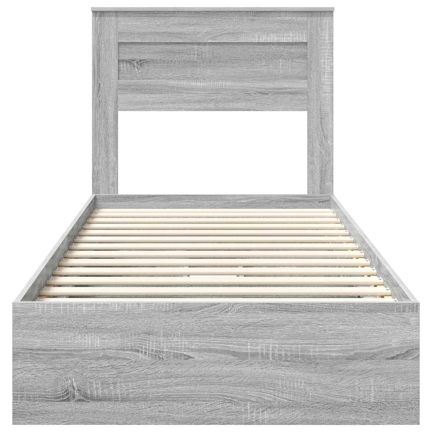vidaXL Storage Bed with Drawer Grey Sonoma 90 x 200 cm Engineered Wood