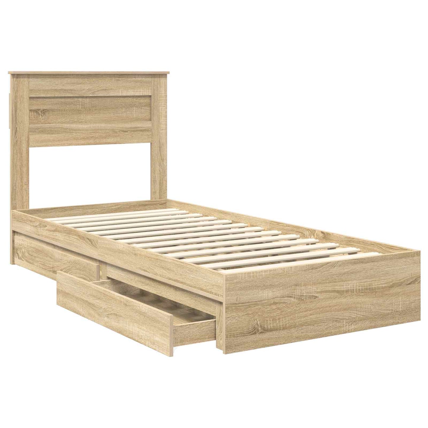 vidaXL Storage Bed with Drawer Sonoma Oak 75 x 190 cm Engineered Wood