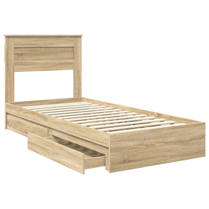 vidaXL Storage Bed with Drawer Sonoma Oak 75 x 190 cm Engineered Wood