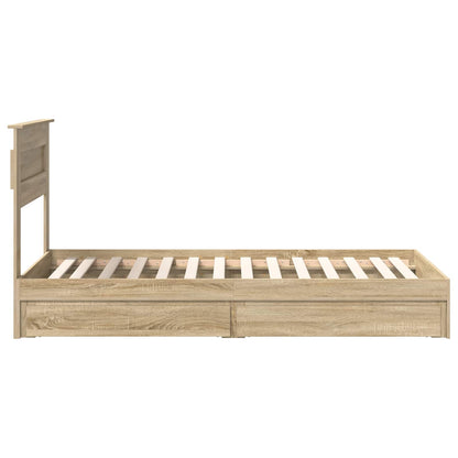 vidaXL Storage Bed with Drawer Sonoma Oak 75 x 190 cm Engineered Wood