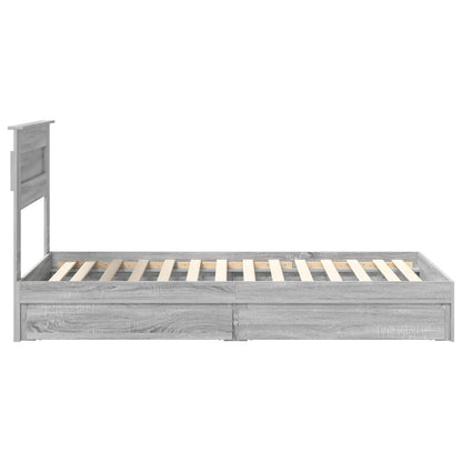 vidaXL Storage Bed with Drawer Grey Sonoma 75 x 190 cm Engineered Wood