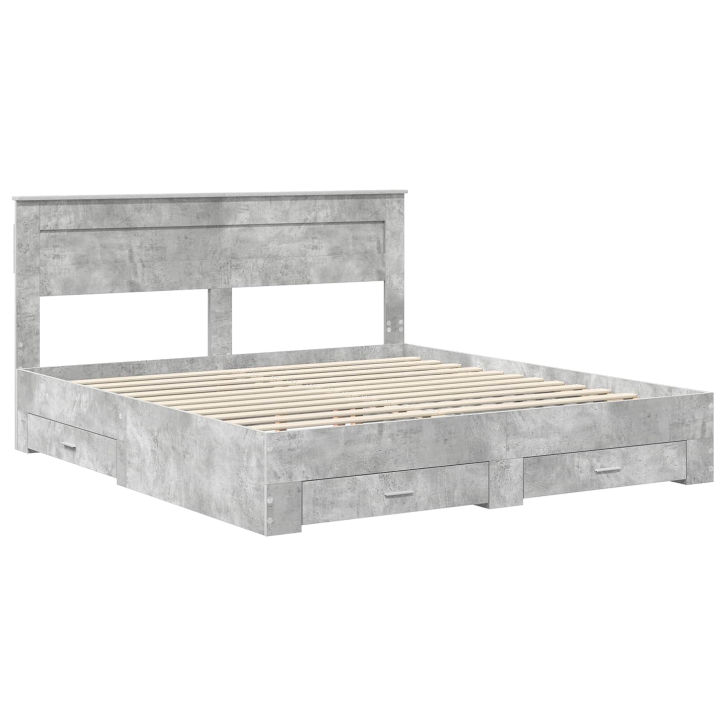 vidaXL Bed Frame Concrete Grey 200 x 200 cm Engineered Wood