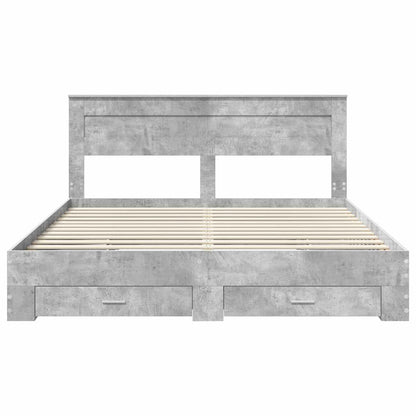 vidaXL Bed Frame Concrete Grey 200 x 200 cm Engineered Wood