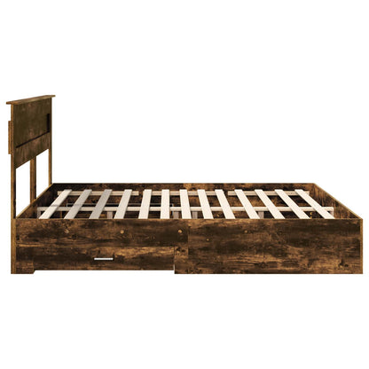 vidaXL Bed Frame with Drawer Smoked Oak 200 x 200 cm Engineered Wood