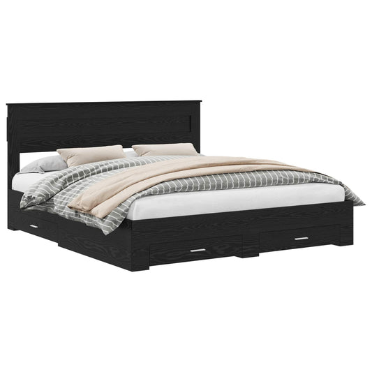 vidaXL Bed Frame with Headboard Black Oak 180 x 200 cm Engineered Wood