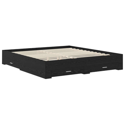 vidaXL Bed Frame with Headboard Black Oak 180 x 200 cm Engineered Wood