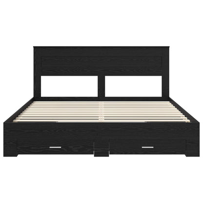 vidaXL Bed Frame with Headboard Black Oak 180 x 200 cm Engineered Wood