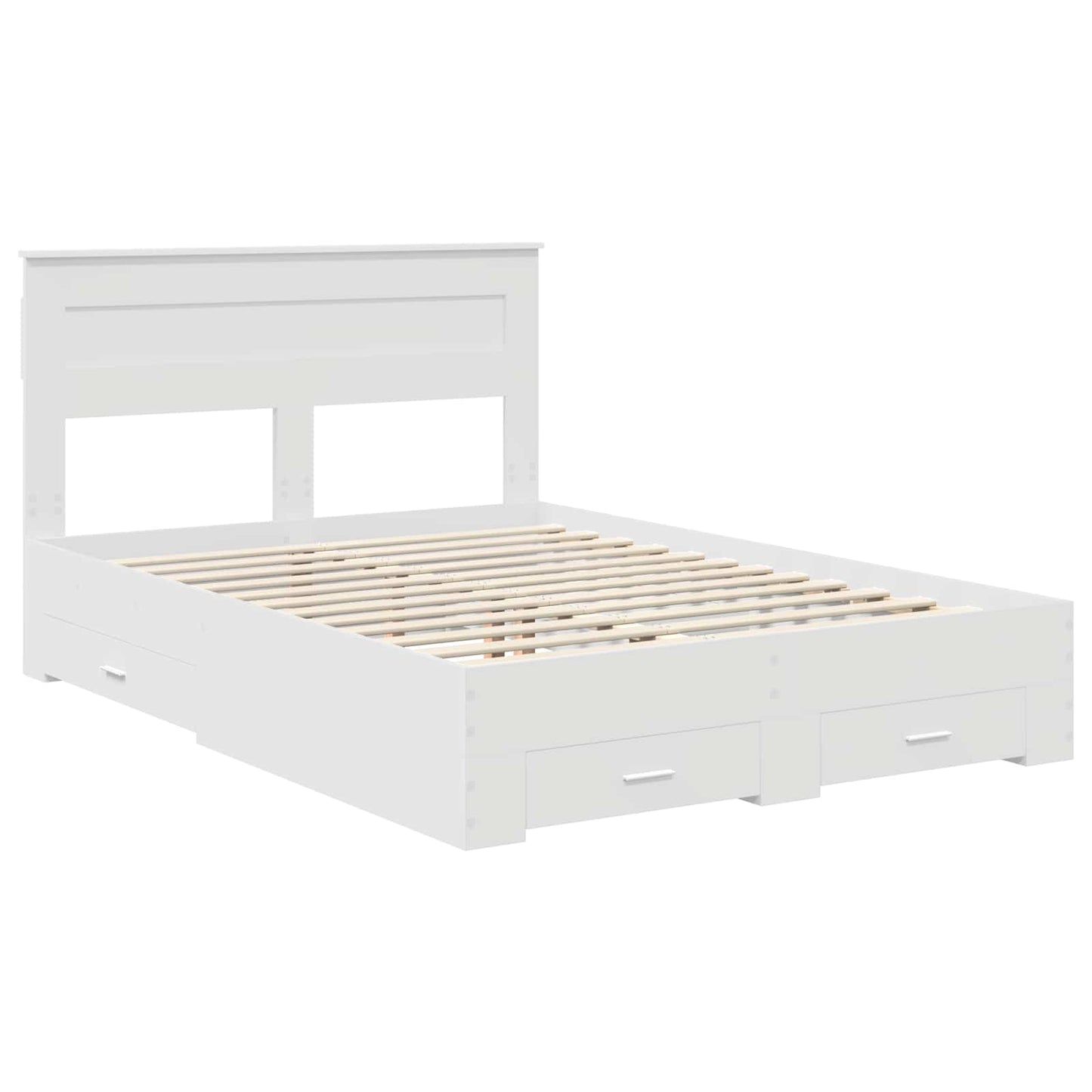 vidaXL Bed Frame with Headboard White 160 x 200 cm Engineered Wood