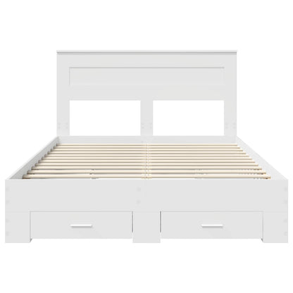vidaXL Bed Frame with Headboard White 160 x 200 cm Engineered Wood