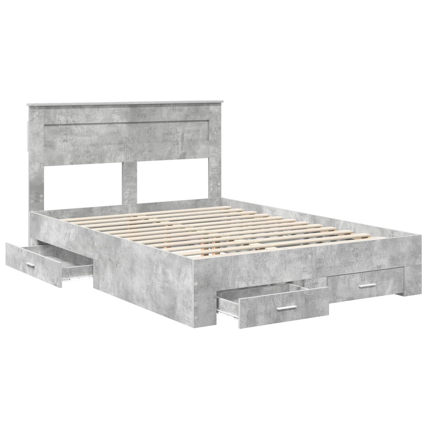 vidaXL Bed Frame Concrete Grey 160 x 200 cm Engineered Wood