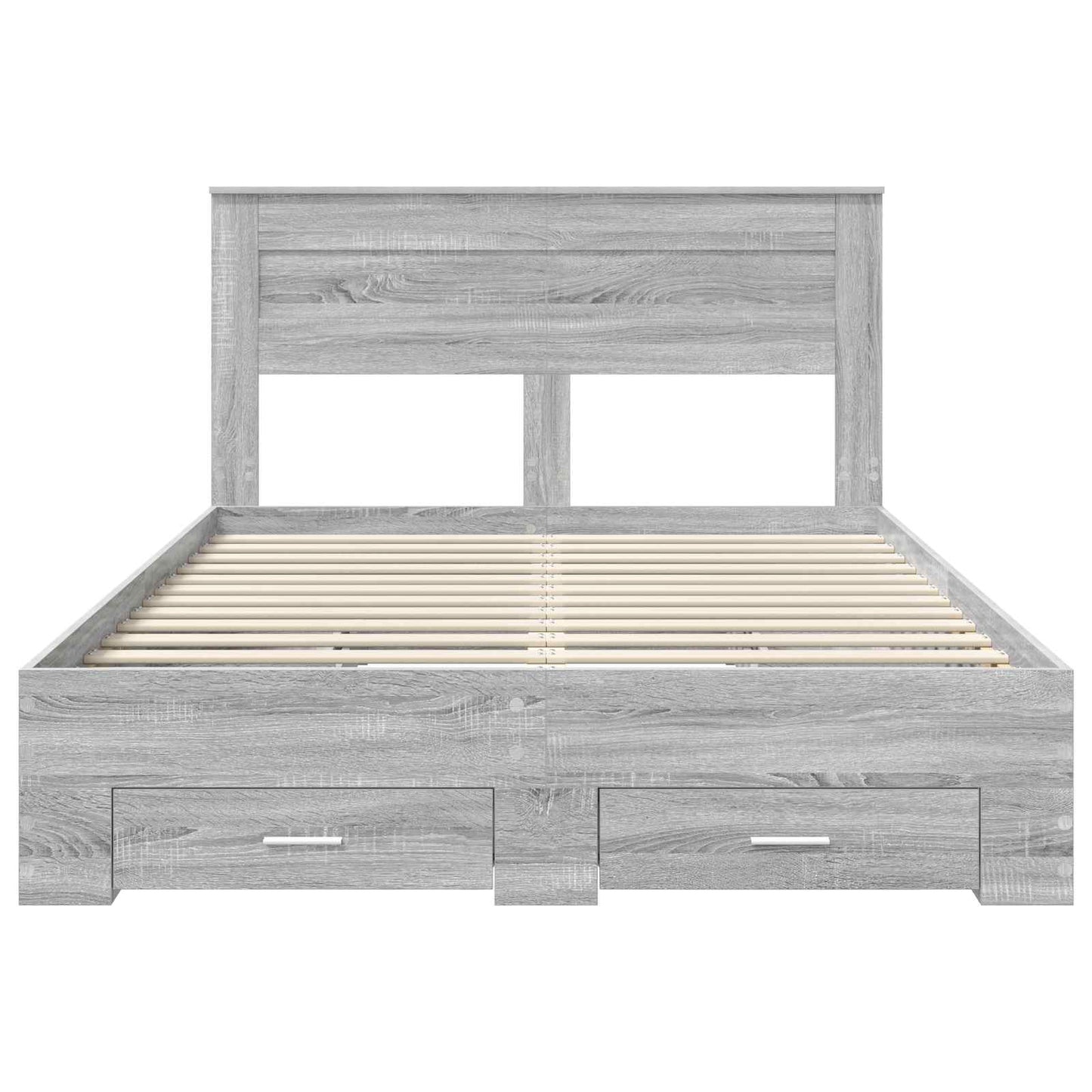 vidaXL Bed Frame with Drawer Grey Sonoma 140 x 190 cm Engineered Wood