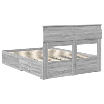 vidaXL Bed Frame with Drawer Grey Sonoma 140 x 200 cm Engineered Wood