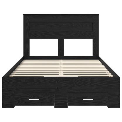 vidaXL Bed Frame with Headboard Black Oak 135 x 190 cm Engineered Wood